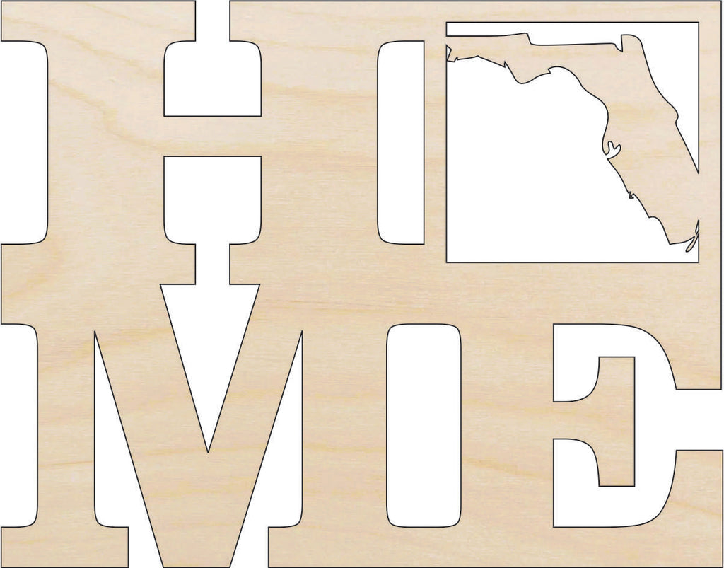 State Florida Home - Laser Cut Out Unfinished Wood Craft Shape STAT8