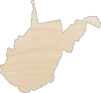 W Virginia Wood Craft Shape - Laser Cut Baltic Birch Unfinished DIY Wood Art Supplies STAT96 - The Wood Shape Store