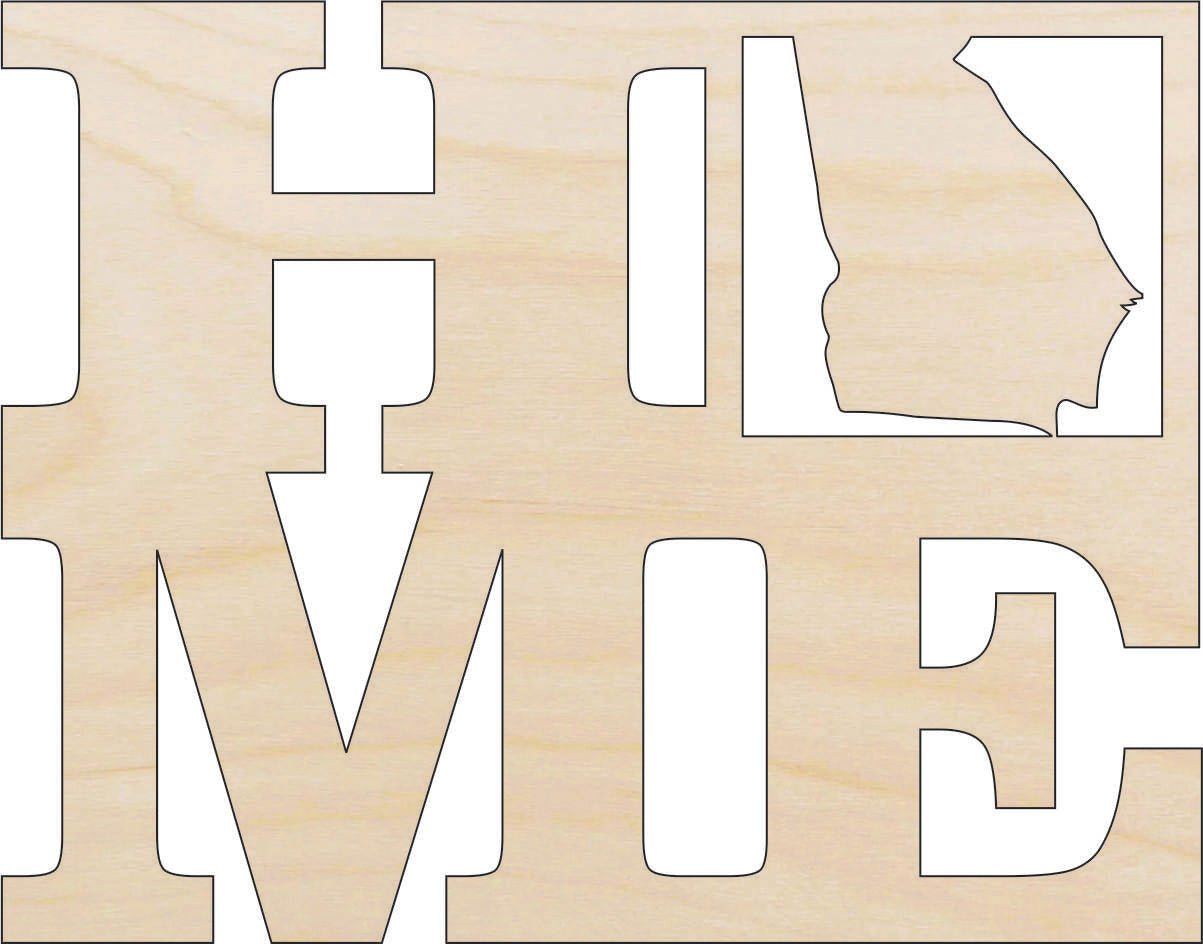 Georgia Wood Craft Shape - Laser Cut Baltic Birch Unfinished DIY Wood Art Supplies STAT9 - The Wood Shape Store
