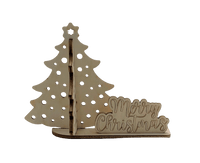 Merry Christmas Trees 3D Layered Stand 4 Pieces Laser Cut Out Unfinished Wood STND13 - The Wood Shape Store
