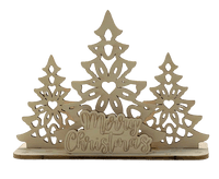 Merry Christmas Trees 3D Layered Stand 5 Pieces Laser Cut Out Unfinished Wood STND14 - The Wood Shape Store