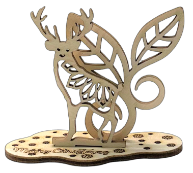 Merry Christmas Deer 3D Layered Stand  3 Pieces Laser Cut Out Unfinished Wood STND15