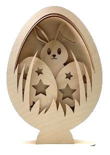 Easter Egg Bunny 3D Layered Stand 5 Pieces Laser Cut Out Unfinished Wood STND18