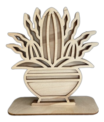 Succulent 3D Layered Stand  5 Pieces Laser Cut Out Unfinished Wood STND25