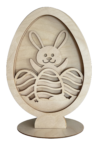 Easter Egg Bunny 3D Layered Stand 6 Pieces Laser Cut Out Unfinished Wood STND28