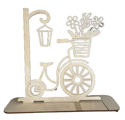 3D Layered Stand Bicycle  2 Pieces Laser Cut Out Unfinished Wood STND29