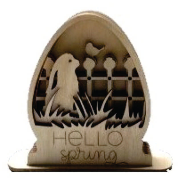 Hello Spring Bunny 3D Layered Stand  7 Pieces Laser Cut Out Unfinished Wood STND2