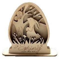 Spring Bunny 3D Layered Stand  6 Pieces Laser Cut Out Unfinished Wood STND4