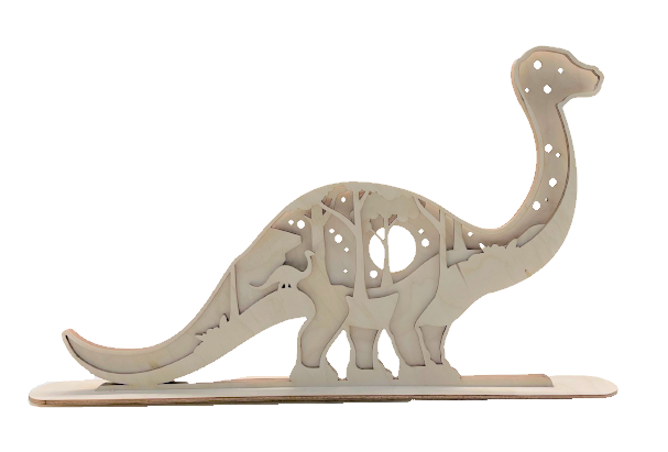 Dinosaur 3D Layered Stand  4 Pieces Laser Cut Out Unfinished Wood STND6