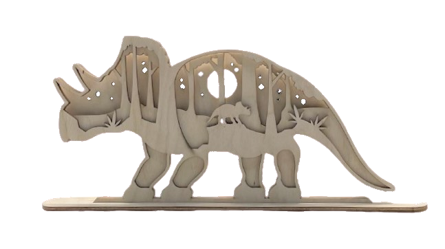 Dinosaur 3D Layered Stand  4 Pieces Laser Cut Out Unfinished Wood STND7