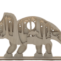 Dinosaur 3D Layered Wood Stand - Dinosaur Wood Decoration | Laser Cut Baltic Birch - The Wood Shape Store