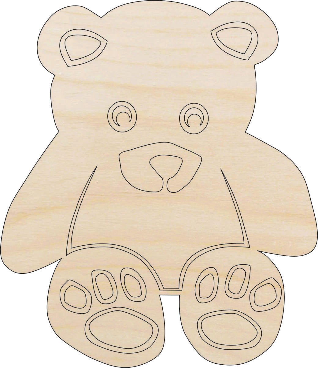 Teddy Bear Wood Craft Shape – Laser Cut Baltic Birch Unfinished DIY Wood Art Supplies TOY13 - The Wood Shape Store