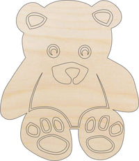 Teddy Bear Wood Craft Shape – Laser Cut Baltic Birch Unfinished DIY Wood Art Supplies TOY13 - The Wood Shape Store