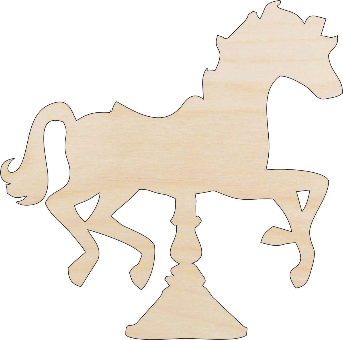 Carousel Horse Wood Craft Shape - Laser Cut Baltic Birch Unfinished DIY Wood Art Supplies TOY26 - The Wood Shape Store