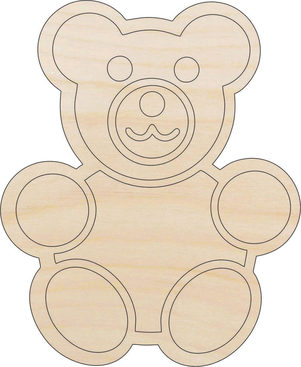 Teddy Bear Wood Craft Shape – Laser Cut Baltic Birch Unfinished DIY Wood Art Supplies 32 - The Wood Shape Store