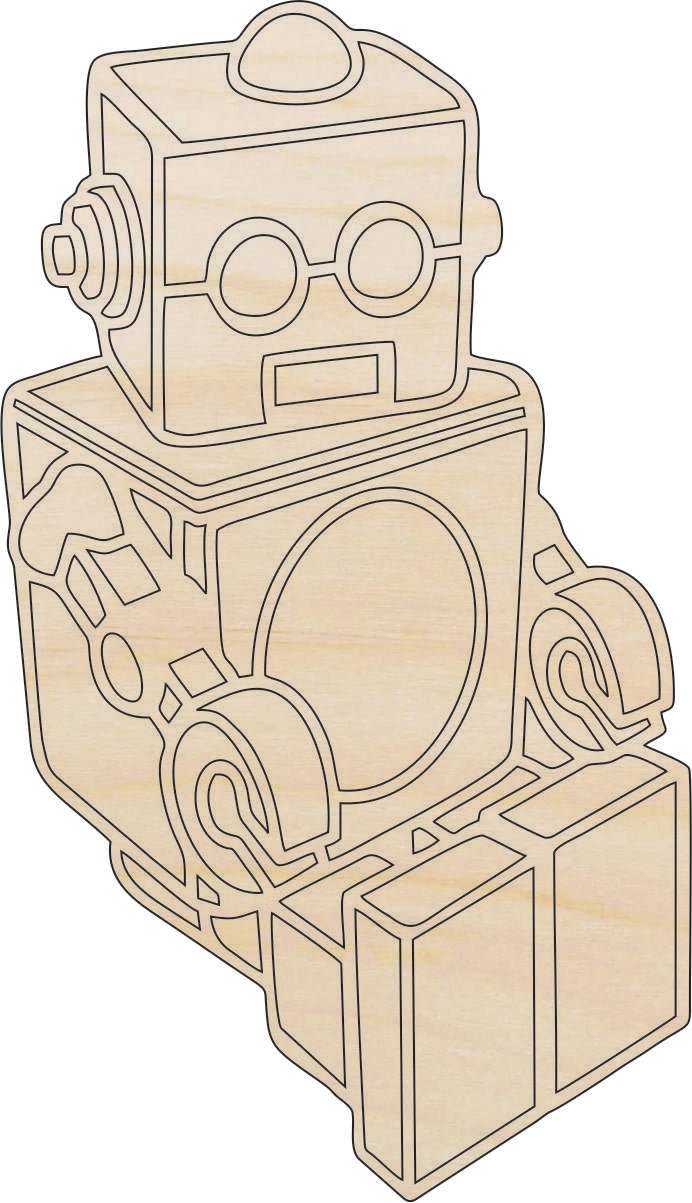 Robot Wood Craft Shape - Laser Cut Baltic Birch Unfinished DIY Wood Art Supplies 36 - The Wood Shape Store