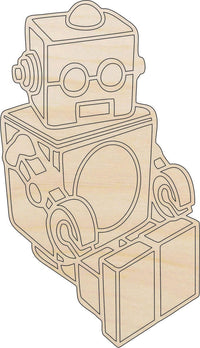 Robot Wood Craft Shape - Laser Cut Baltic Birch Unfinished DIY Wood Art Supplies 36 - The Wood Shape Store