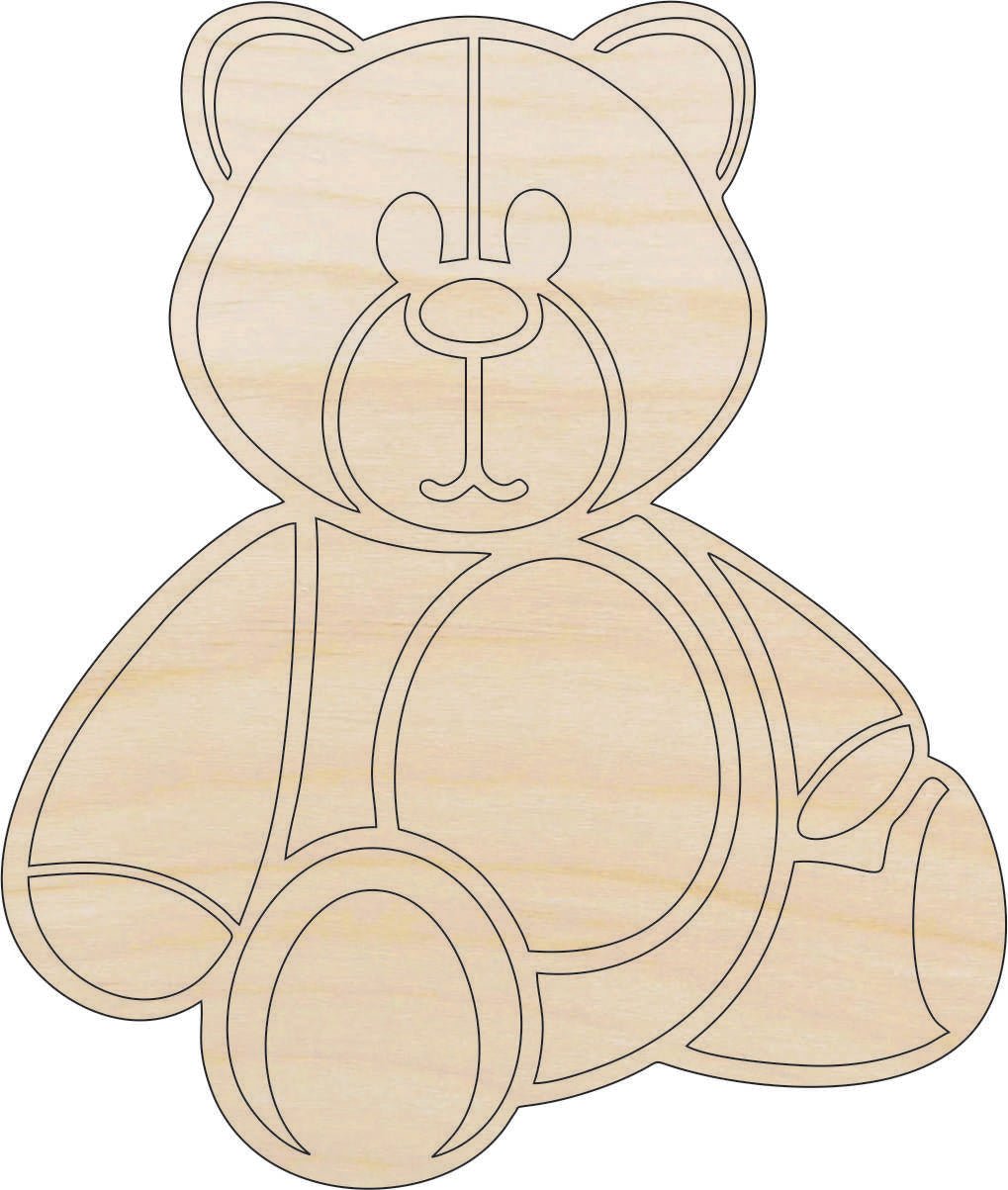 Teddy Bear Wood Craft Shape – Laser Cut Baltic Birch Unfinished DIY Wood Art Supplies 39 - The Wood Shape Store