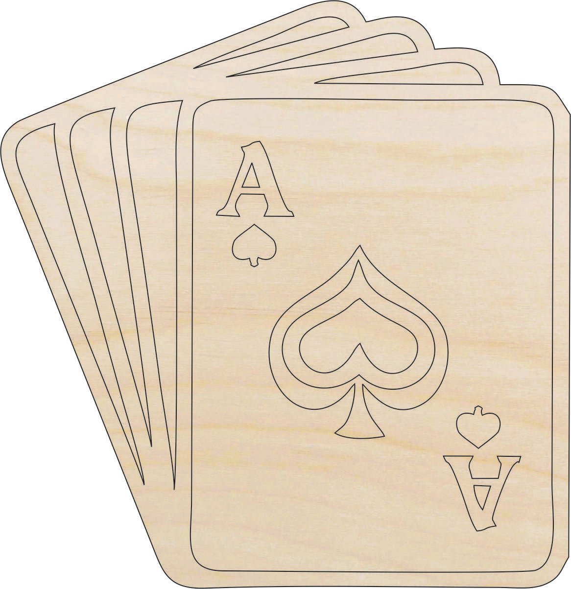 Playing Cards Wood Craft Shape - Laser Cut Baltic Birch Unfinished DIY Wood Art Supplies TOY3 - The Wood Shape Store