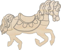 Carousel Horse Wood Craft Shape - Laser Cut Baltic Birch Unfinished DIY Wood Art Supplies TOY45 - The Wood Shape Store