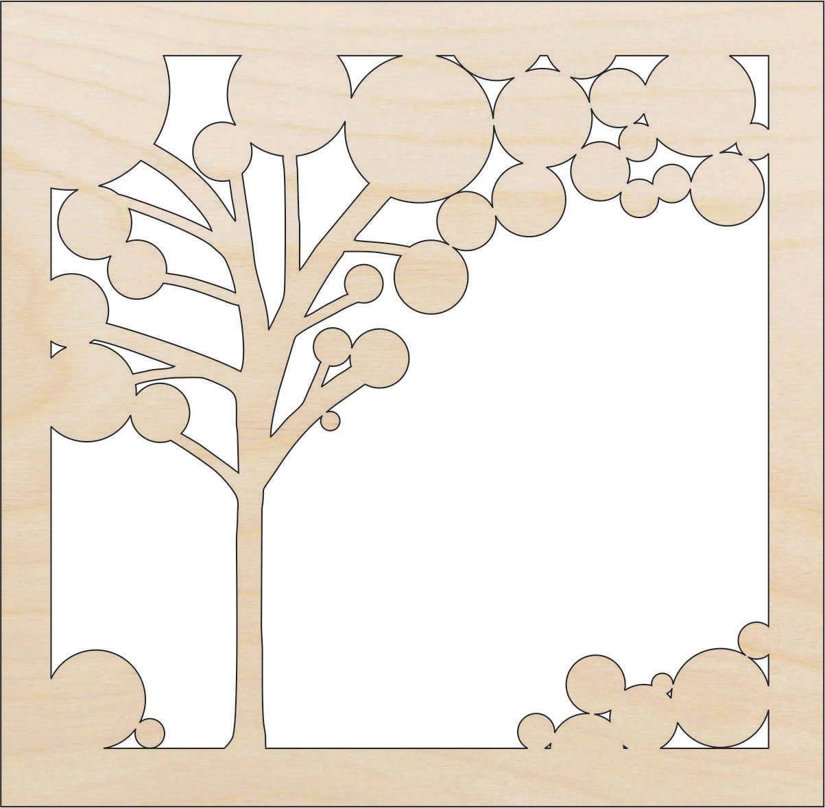 Tree Scene Wood Craft Shape - Laser Cut Baltic Birch Unfinished DIY Wood Art Supplies TRE24 - The Wood Shape Store