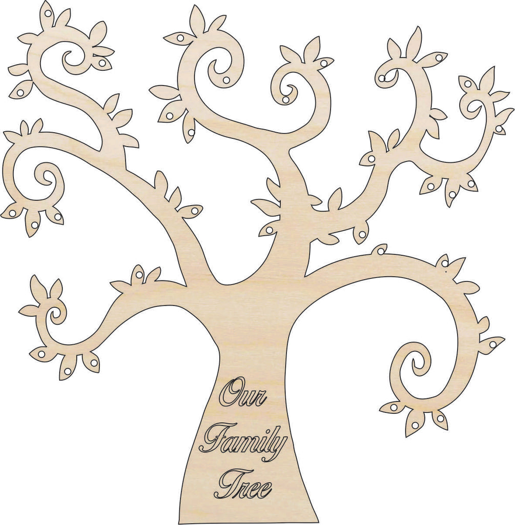 Design Family Tree - Laser Cut Out Unfinished Wood Craft Shape TRE27