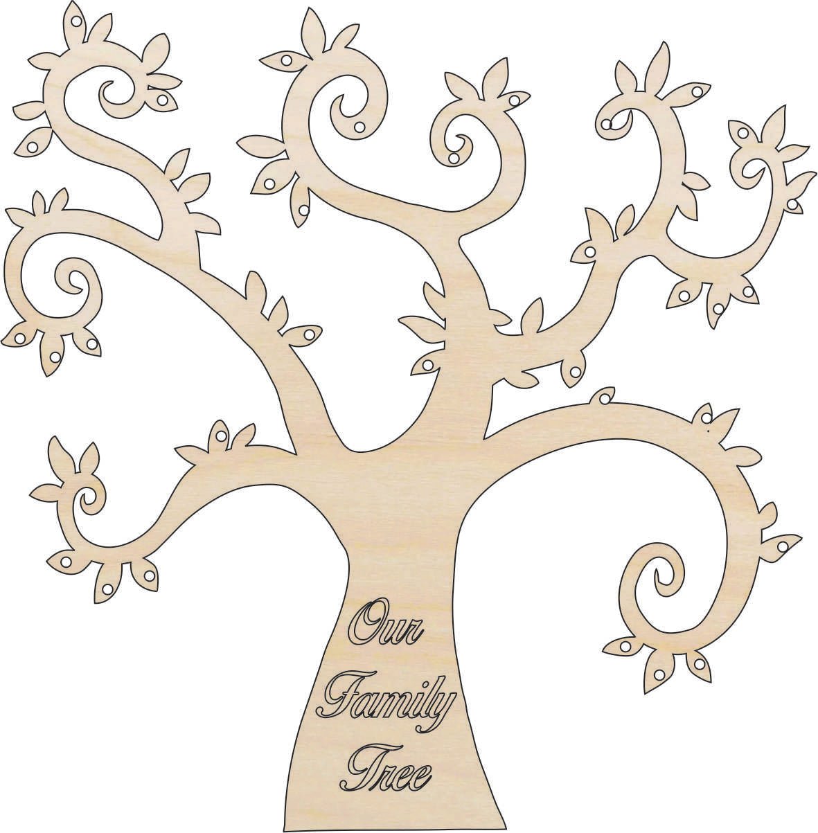 Family Tree Wood Craft Shape - Laser Cut Baltic Birch Unfinished DIY Wood Art Supplies TRE27 - The Wood Shape Store