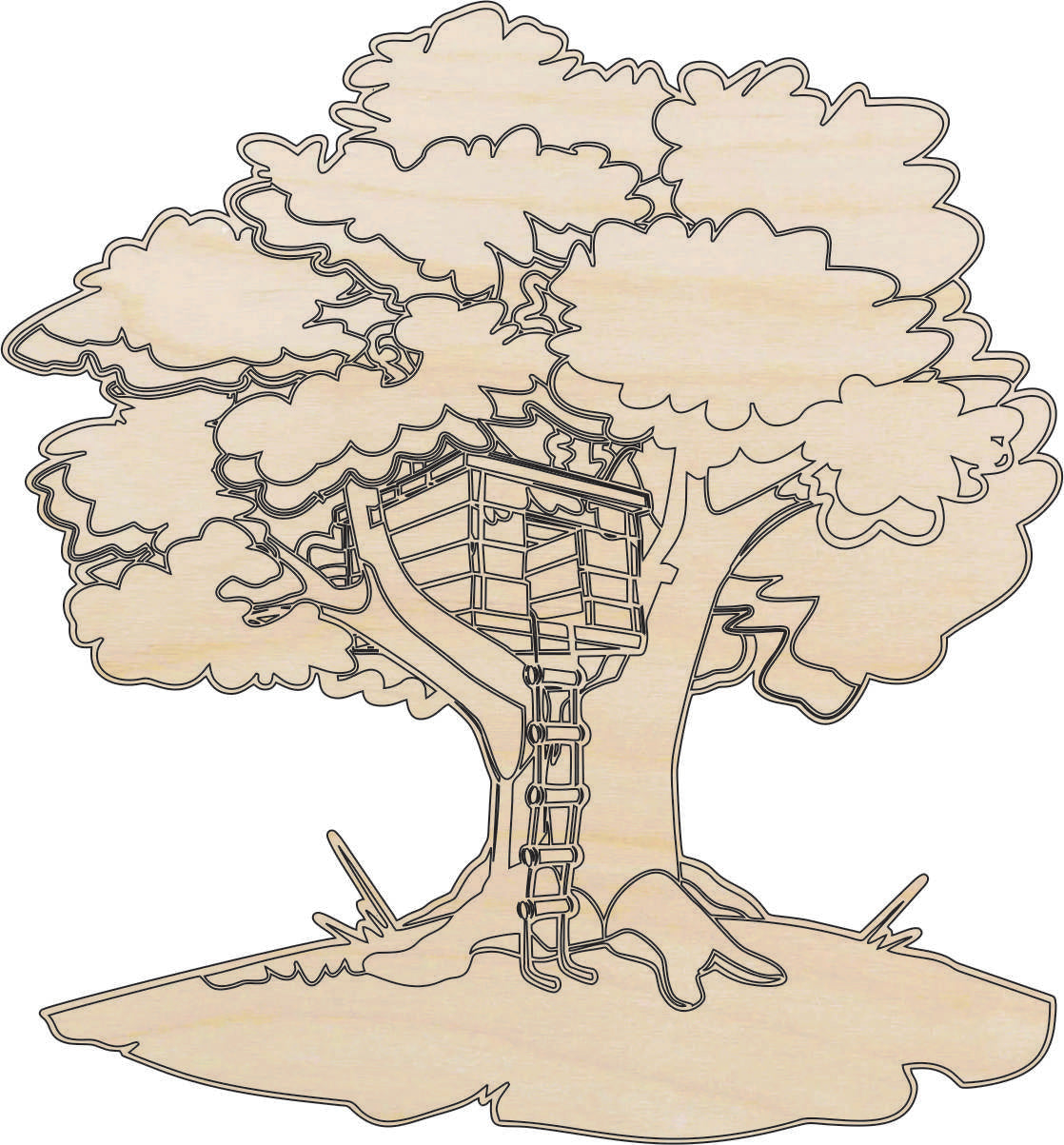 Tree House - Laser Cut Out Unfinished Wood Craft Shape TRE30 Tree House - Laser Cut Out Unfinished Wood Craft Shape TRE30