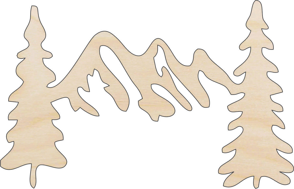 Landscape - Laser Cut Out Unfinished Wood Craft Shape TRE76 Landscape - Laser Cut Out Unfinished Wood Craft Shape TRE76