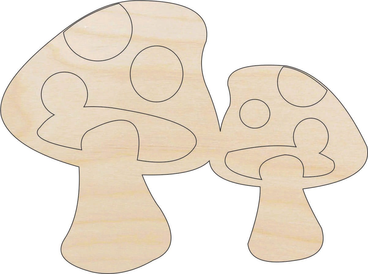 Mushrooms Wood Craft Shape - Laser Cut Baltic Birch Unfinished DIY Wood Art Supplies TRE9 - The Wood Shape Store