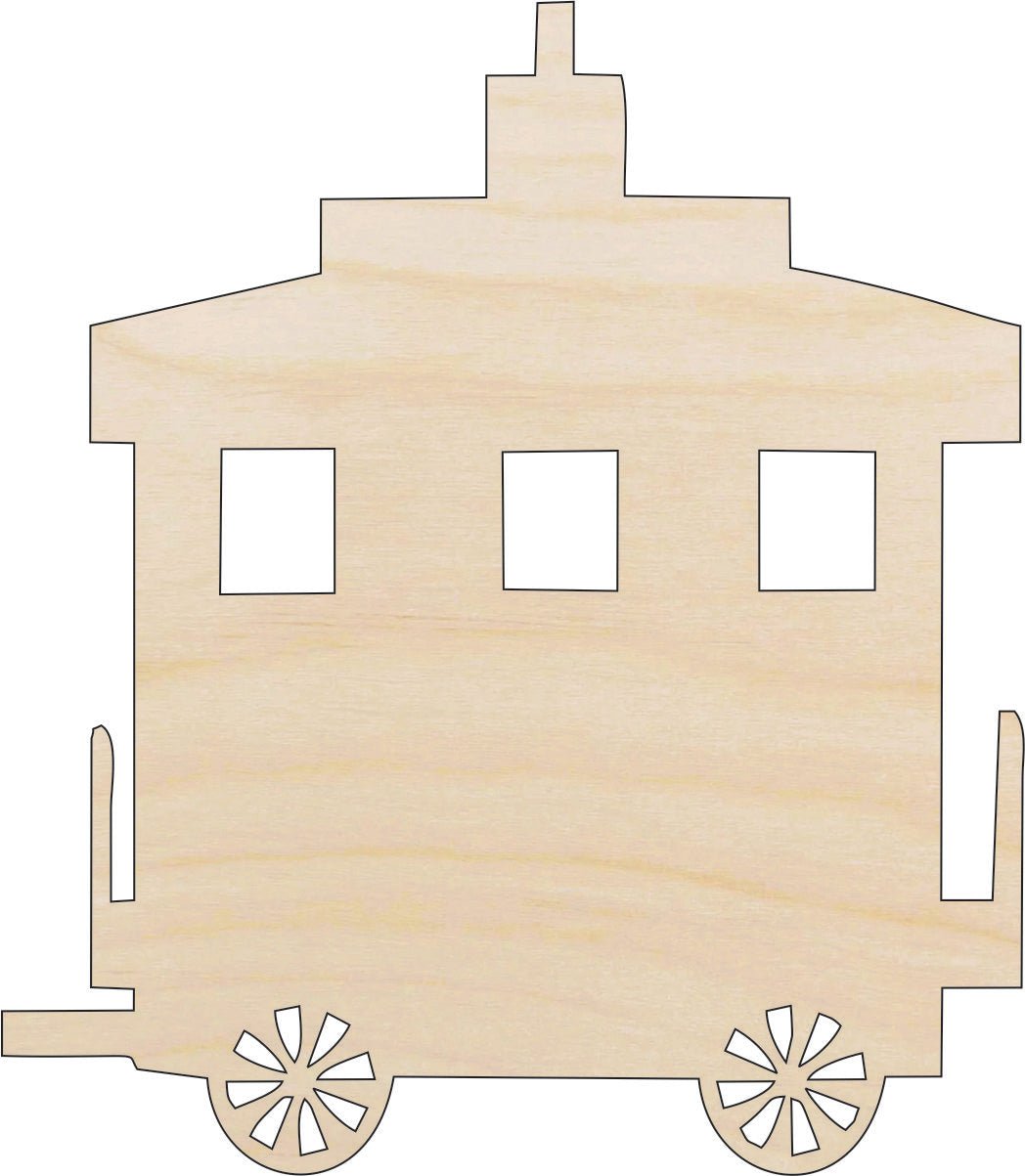 Train Caboose Wood Craft Shape - Laser Cut Baltic Birch Unfinished DIY Wood Art Supplies TRN16 - The Wood Shape Store