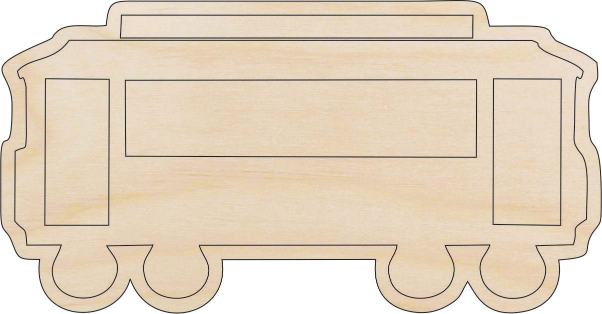 Trolley Car Wood Craft Shape - Laser Cut Baltic Birch Unfinished DIY Wood Art Supplies TRN2 - The Wood Shape Store