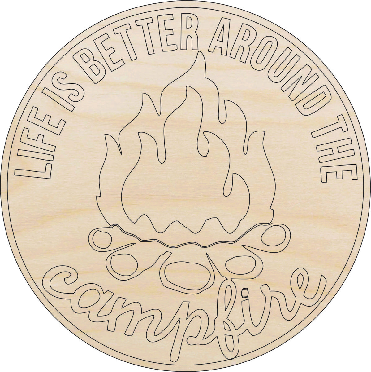 Sign Campfire - Laser Cut Out Unfinished Wood Craft Shape TRP33 Sign Campfire - Laser Cut Out Unfinished Wood Craft Shape TRP33