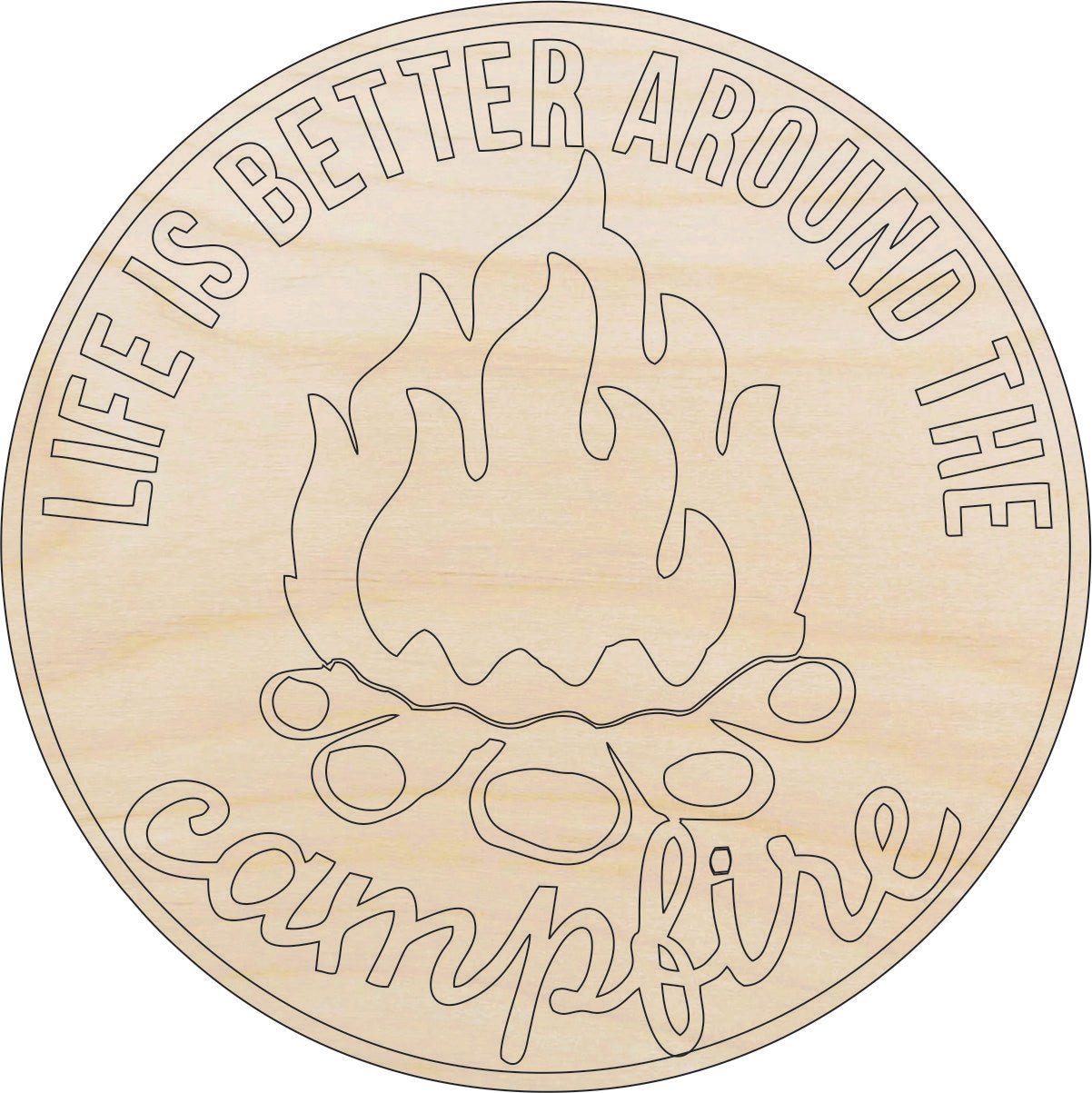 Campfire SignWood Craft Shape - Laser Cut Baltic Birch Unfinished DIY Wood Art Supplies TRP33 - The Wood Shape Store