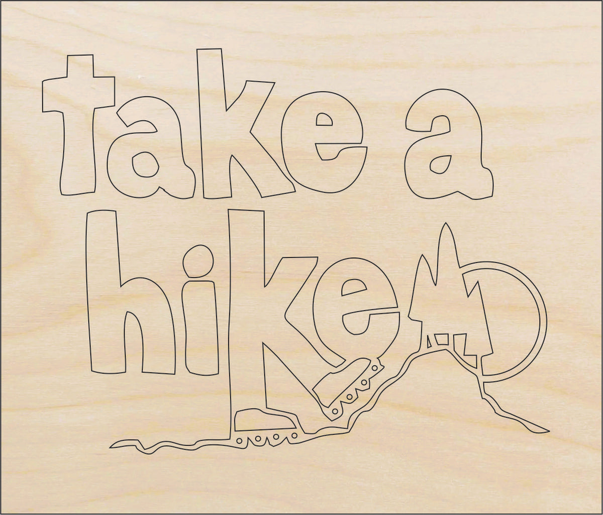 Sign Hiking - Laser Cut Out Unfinished Wood Craft Shape TRP44 Sign Hiking - Laser Cut Out Unfinished Wood Craft Shape TRP44