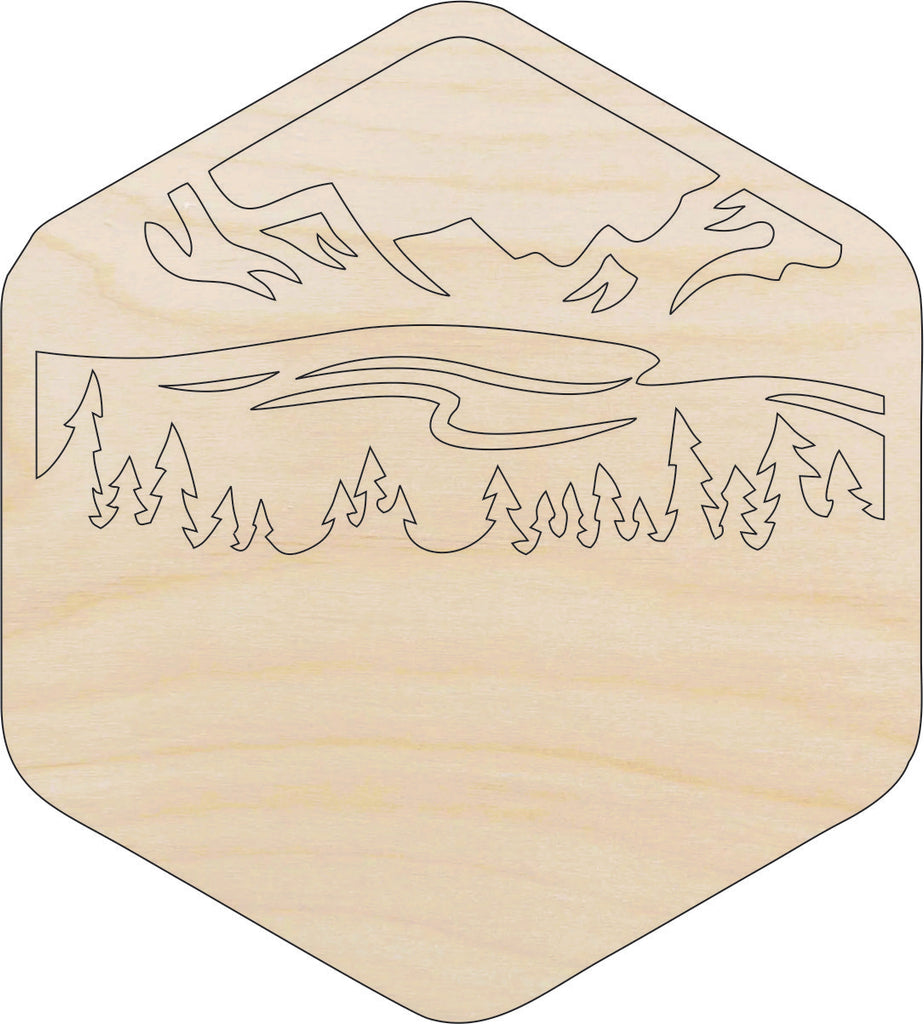 Mountain Scene - Laser Cut Wood Shape TRP48