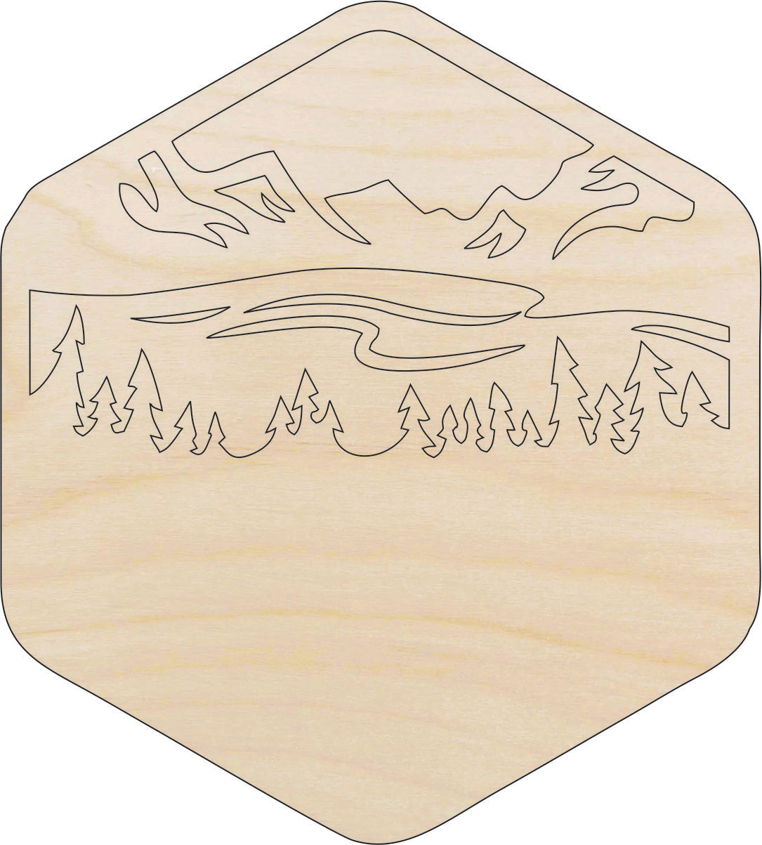 Scene Mountain - Laser Cut Out Unfinished Wood Craft Shape TRP48
