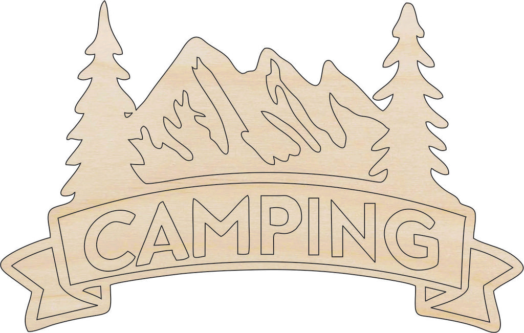 Sign Camping - Laser Cut Out Unfinished Wood Craft Shape TRP65