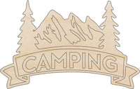 Camping Sign Wood Craft Shape - Laser Cut Baltic Birch Unfinished DIY Wood Art Supplies TRP65 - The Wood Shape Store