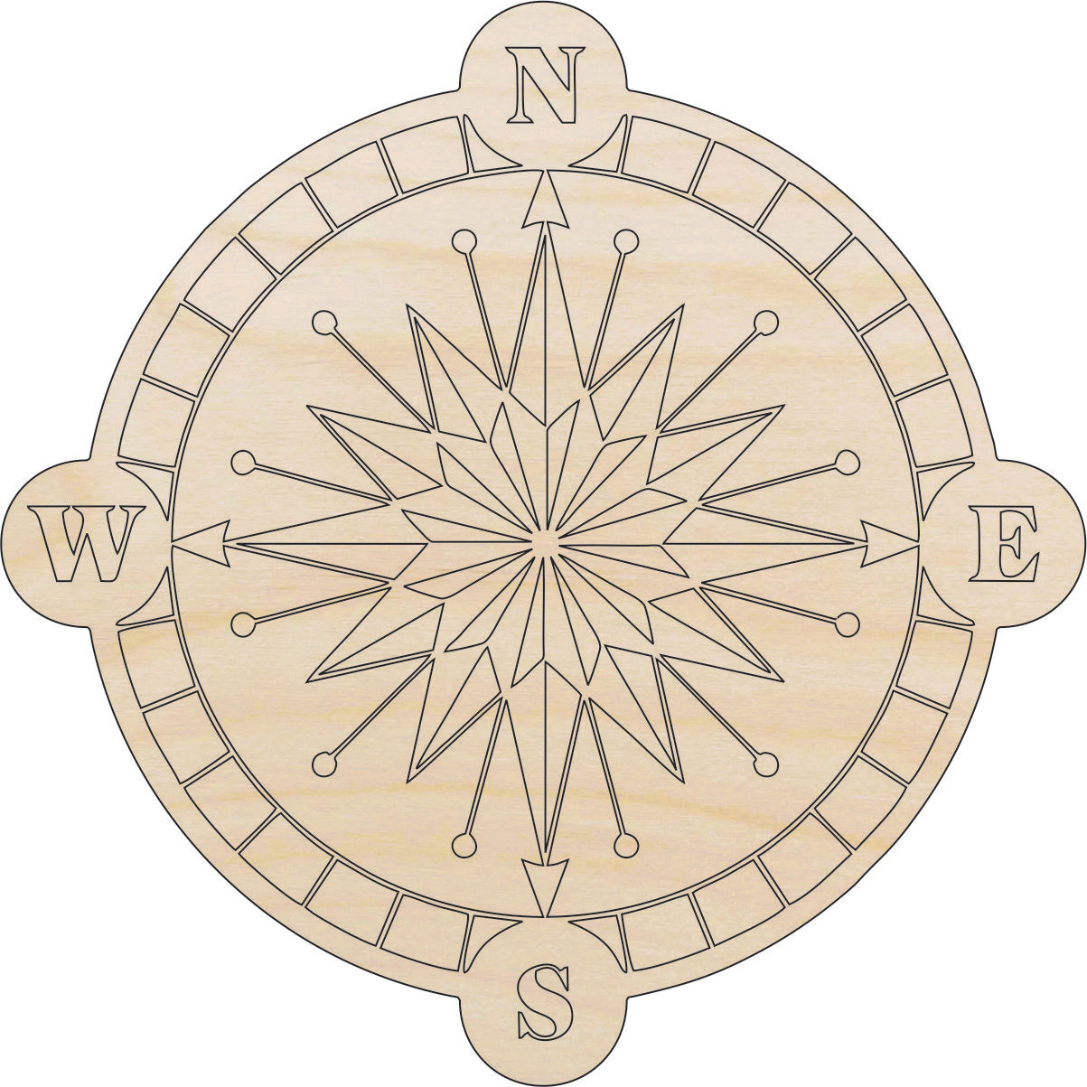 Compass - Laser Cut Out Unfinished Wood Craft Shape TRP68 Compass - Laser Cut Out Unfinished Wood Craft Shape TRP68