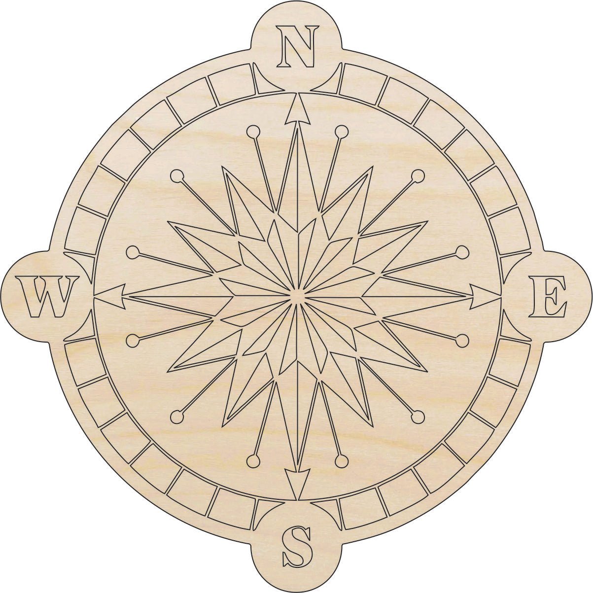 Compass Wood Craft Shape - Laser Cut Baltic Birch Unfinished DIY Wood Art Supplies TRP68 - The Wood Shape Store