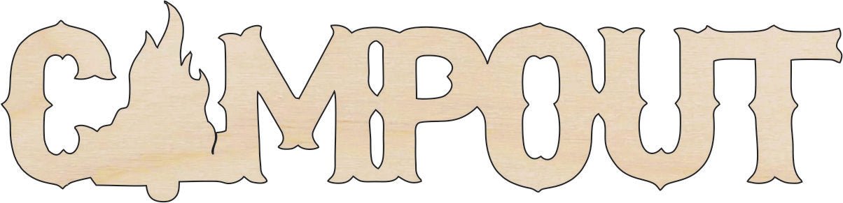 Campout Word Wood Craft Shape - Laser Cut Baltic Birch Unfinished DIY Wood Art Supplies TRP6 - The Wood Shape Store