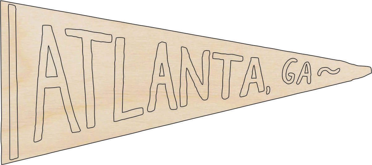 Atlanta Flag Wood Craft Shape - Laser Cut Baltic Birch Unfinished DIY Wood Art Supplies USA1 - The Wood Shape Store