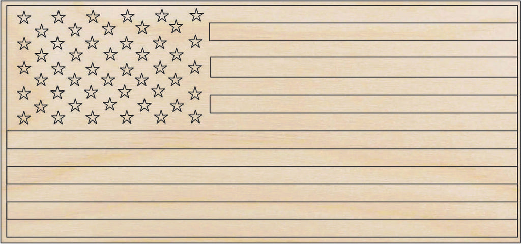 Flag United States - Laser Cut Out Unfinished Wood Craft Shape USA23