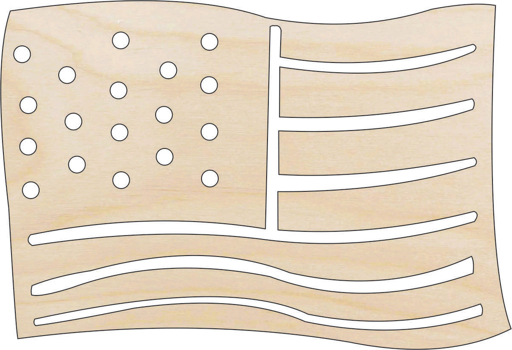 Flag American - Laser Cut Out Unfinished Wood Craft Shape USA44