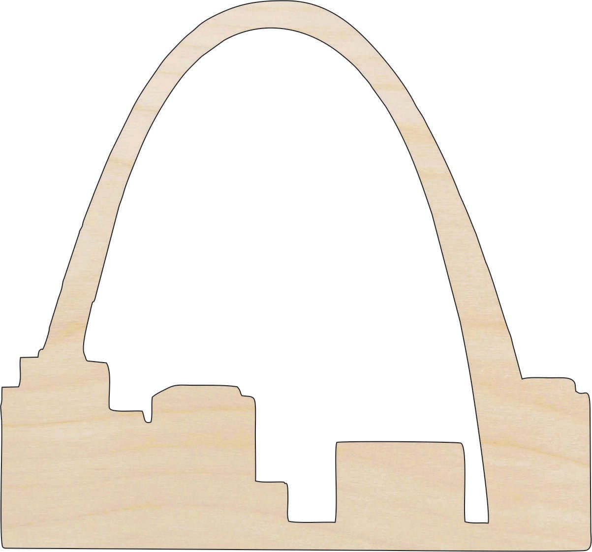 St Louis Arch Wood Craft Shape - Laser Cut Baltic Birch Unfinished DIY Wood Art Supplies USA6 - The Wood Shape Store