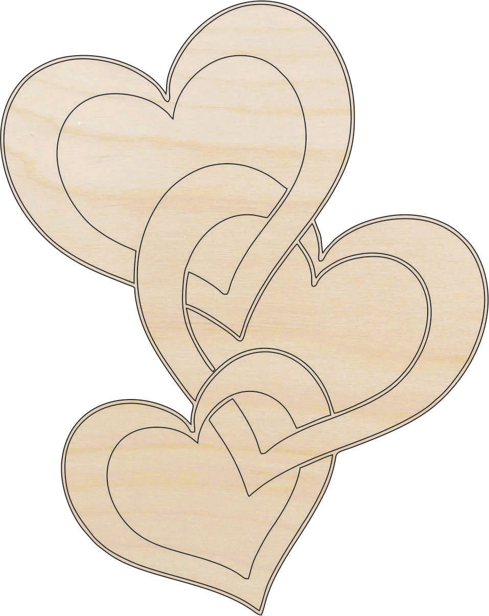 Hearts Wood Craft Shape - Laser Cut Baltic Birch Unfinished DIY Wood Art Supplies VAL19 - The Wood Shape Store
