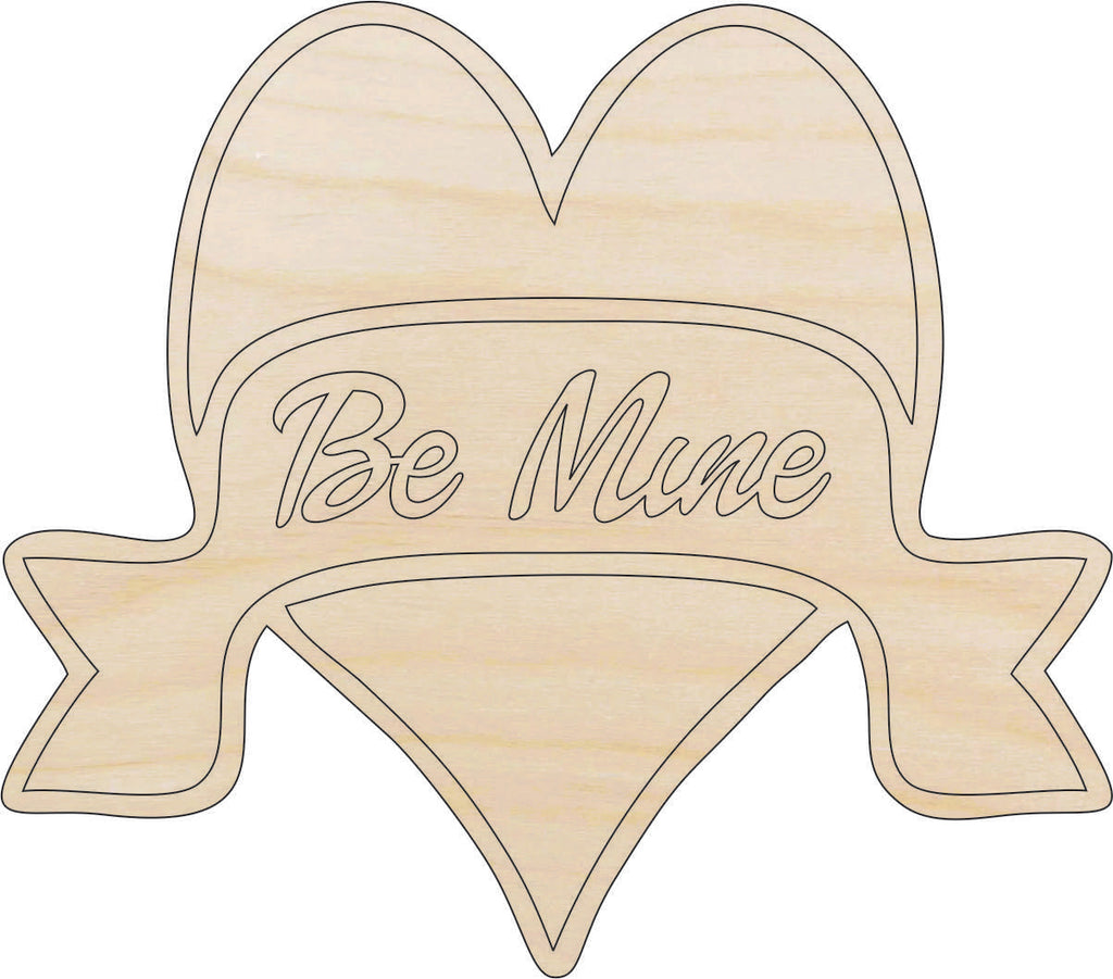 Word Be Mine Heart - Laser Cut Out Unfinished Wood Craft Shape VAL24