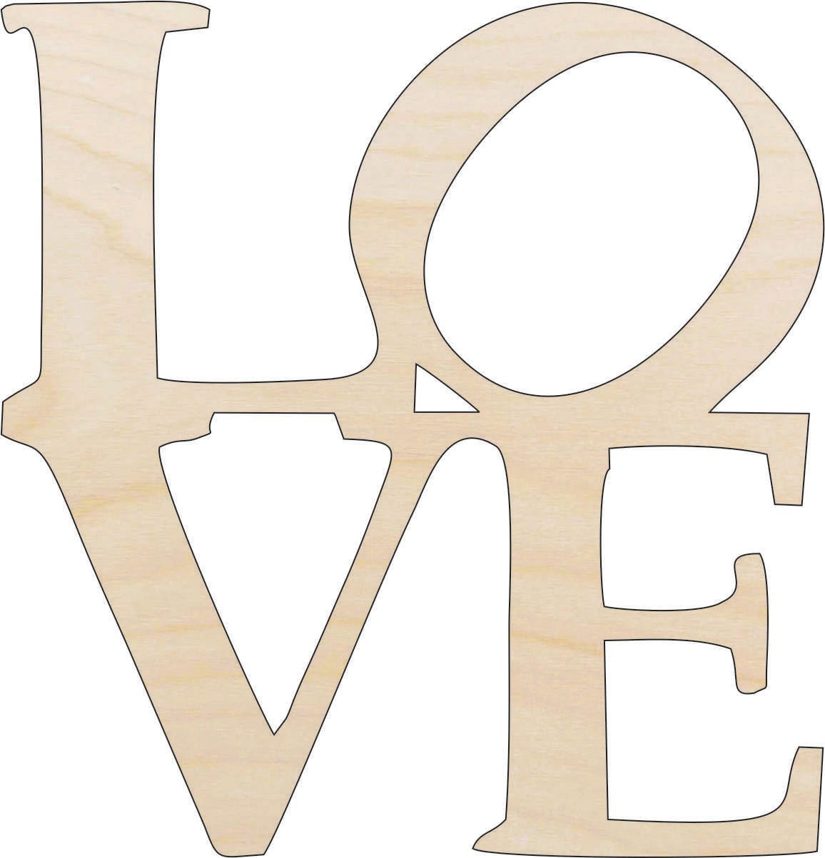 Love Word Wood Craft Shape - Laser Cut Baltic Birch Unfinished DIY Wood Art Supplies VAL28 - The Wood Shape Store