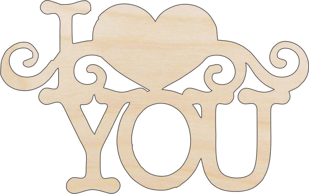 I Love You Wood Craft Shape – Laser Cut Baltic Birch Unfinished DIY Wood Art Supplies VAL29 - The Wood Shape Store